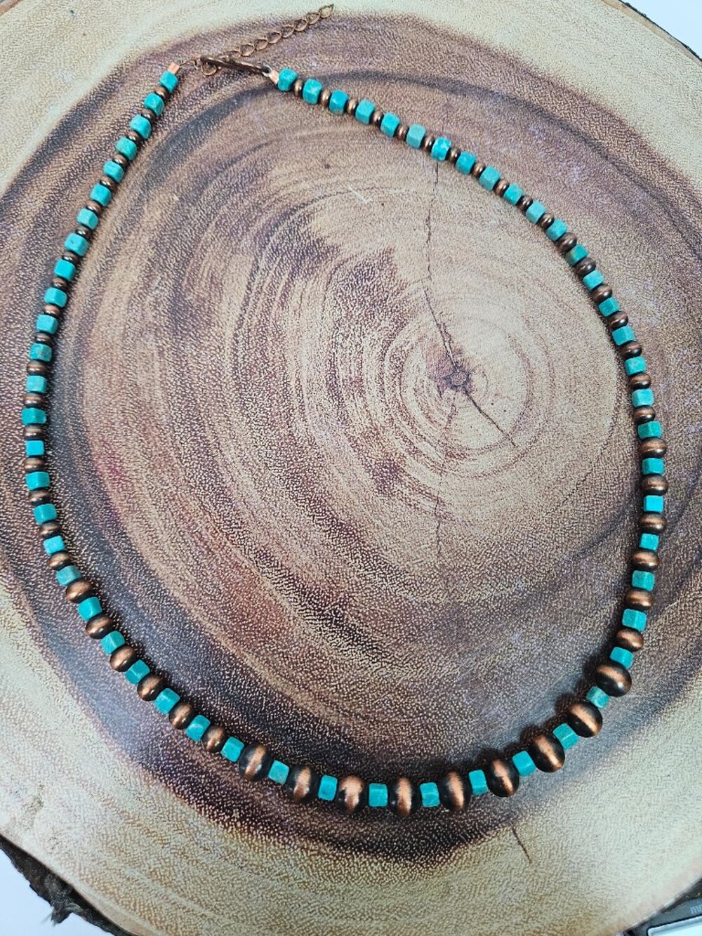 New Graduated 4mm-8mm Copper Desert Pearl Turquoise 23" Necklace